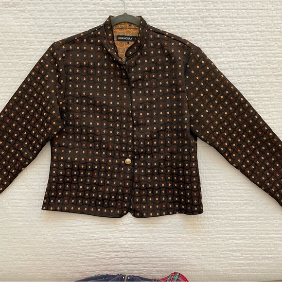 Khangura Women’s Long Sleeve Jacket One Button Front Abstract Design Large - Picture 7 of 8